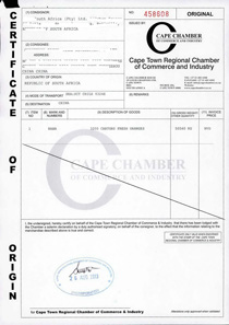 集果轩水果CAPE CHAMBER 证书