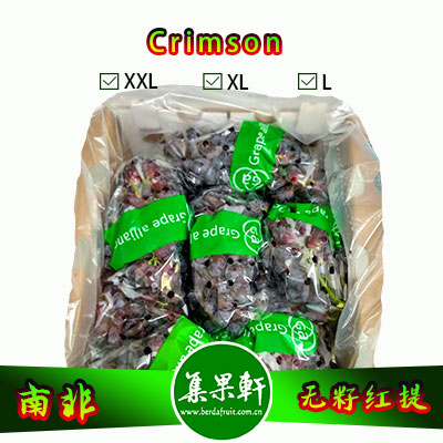 南非进口Crimson克瑞森葡萄货源，GA牌无籽红提批发，重量4.5公斤，规格L，一级货源供应，鲜食口感佳葡萄