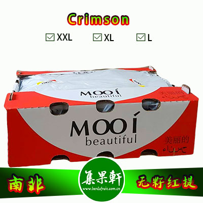 南非进口Crimson克瑞森葡萄货源，mooi牌无籽红提批发，重量4.5公斤，规格L，一级货源供应，鲜食口感佳葡萄